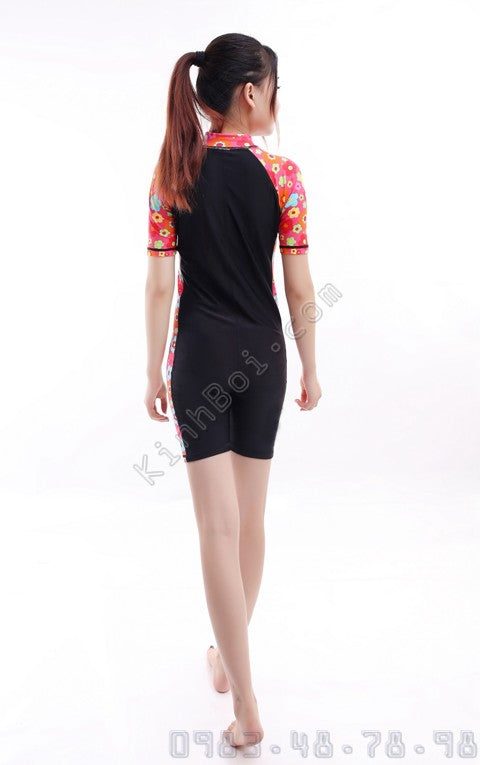 Bộ Áo Bơi Liền Quần 605  Đen Đỏ - ProSwim.vn