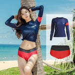 Set Áo Quần Bơi Nữ 2 Món ( Áo Dài Tay + Quần Đùi ) 357 Xanh Tím