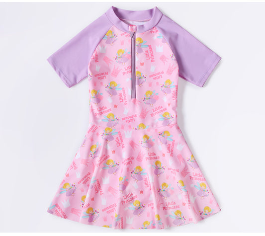 Váy Bơi Cho Bé Gái Thiếu Niên Cộc Tay Có Quần Bên Trong