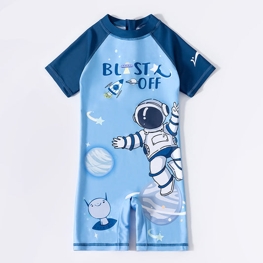 Đồ Bơi Bé Trai Liền Thân Cộc Tay ASTRO BLAST Xanh Nhạt