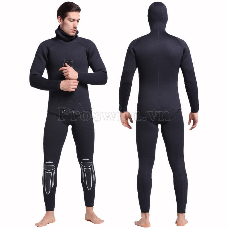 Set Lặn Liền Nam Giữ Nhiệt Dày 6mm Wetsuit Sbart Đen Có Mũ - ProSwim.vn
