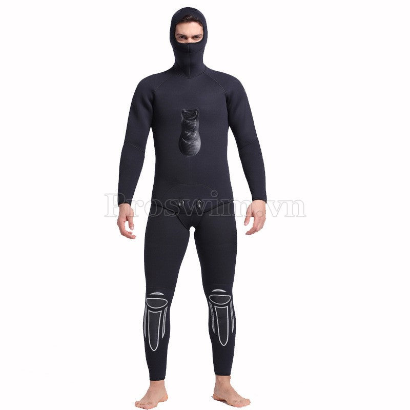 Set Lặn Liền Nam Giữ Nhiệt Dày 6mm Wetsuit Sbart Đen Có Mũ - ProSwim.vn