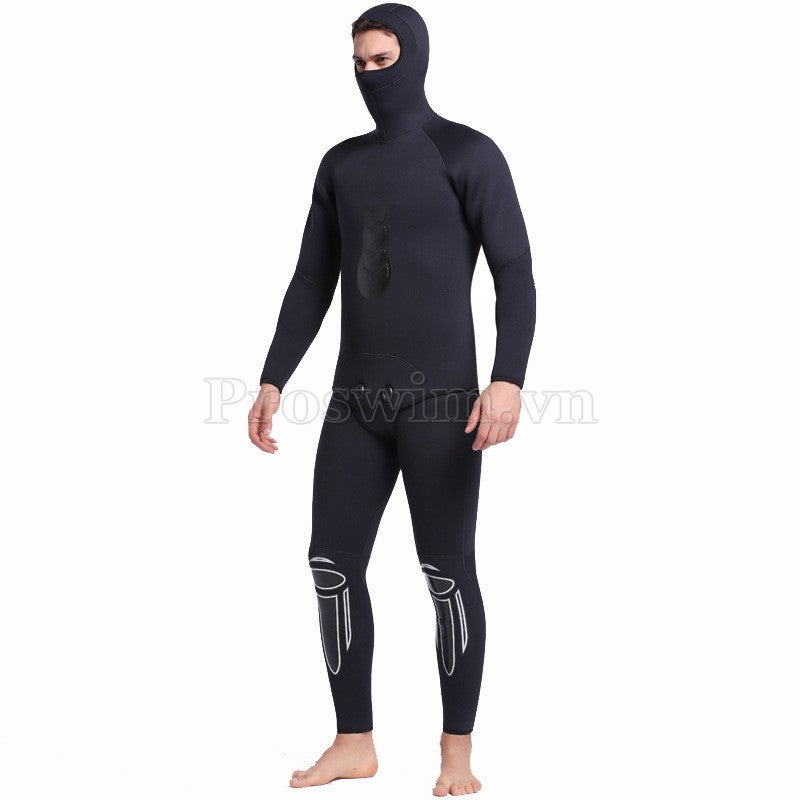 Set Lặn Liền Nam Giữ Nhiệt Dày 6mm Wetsuit Sbart Đen Có Mũ - ProSwim.vn