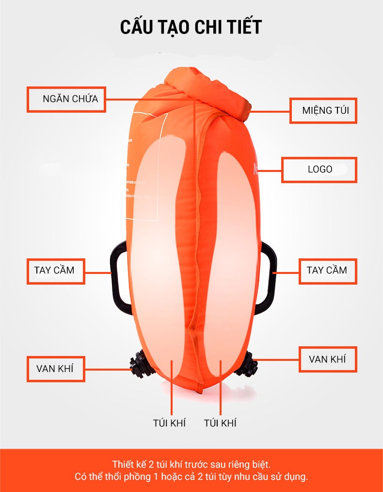 Phao Bơi Sông Hồ Biển Openwater - Đựng Đồ Khô 28 lít Màu Cam - ProSwim.vn