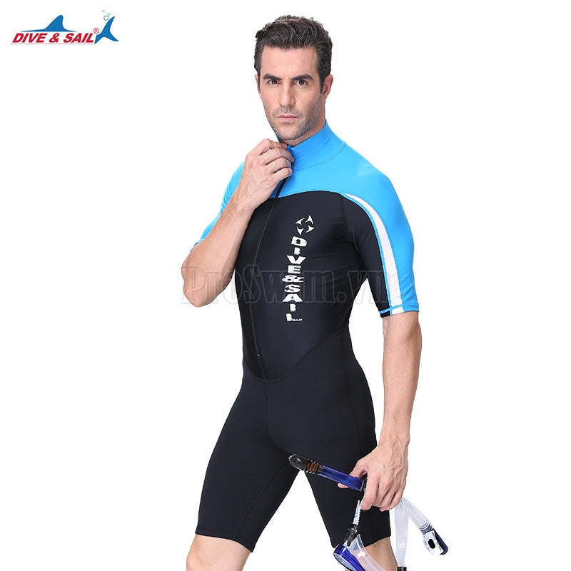 Bộ Bơi Liền Thân Giữ Nhiệt Bán Thân 1.5mm Cộc Tay - Xanh - ProSwim.vn