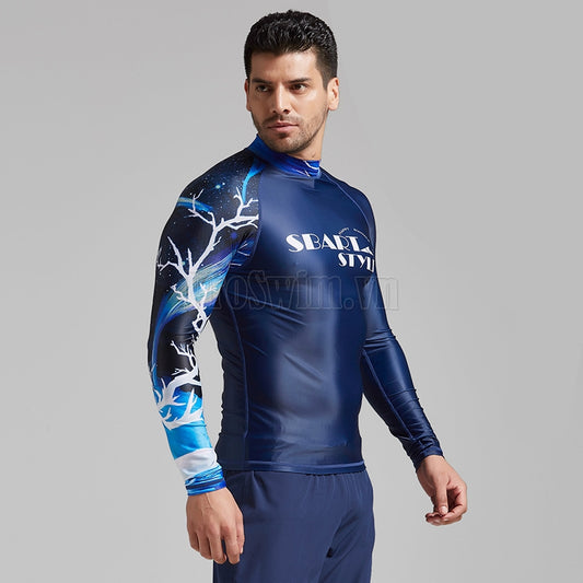 Áo Bơi Nam Dài Tay Chống Nắng Chống UV Sbart 214 Xanh - ProSwim.vn