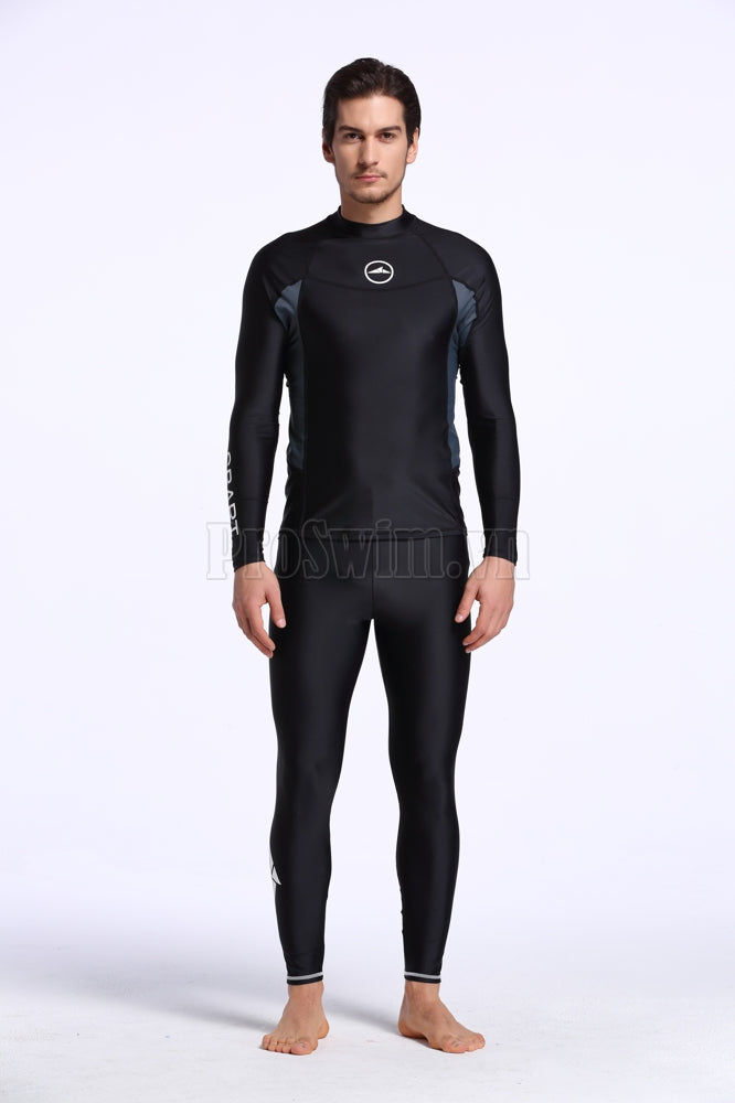 Set 2 món Quần Dài Áo Bơi Nam Dài Tay Sbart 713 Đen Tuyền - ProSwim.vn