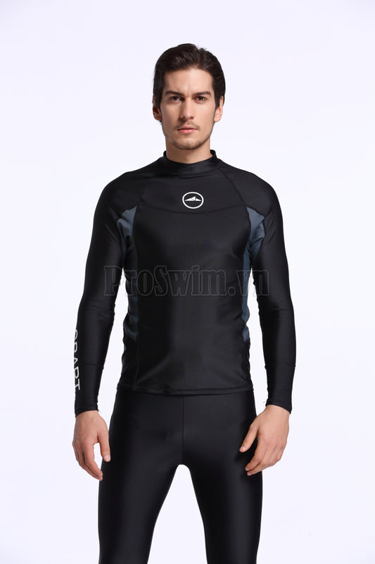 Áo Bơi Nam Dài Tay Sbart 713 Đen Tuyền - ProSwim.vn