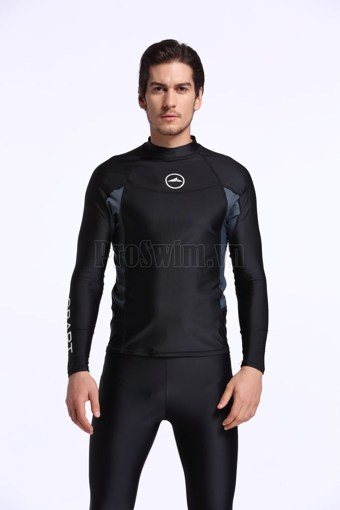 Set 2 món Quần Dài Áo Bơi Nam Dài Tay Sbart 713 Đen Tuyền - ProSwim.vn