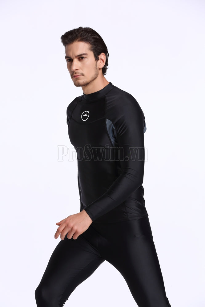 Set 2 món Quần Dài Áo Bơi Nam Dài Tay Sbart 713 Đen Tuyền - ProSwim.vn