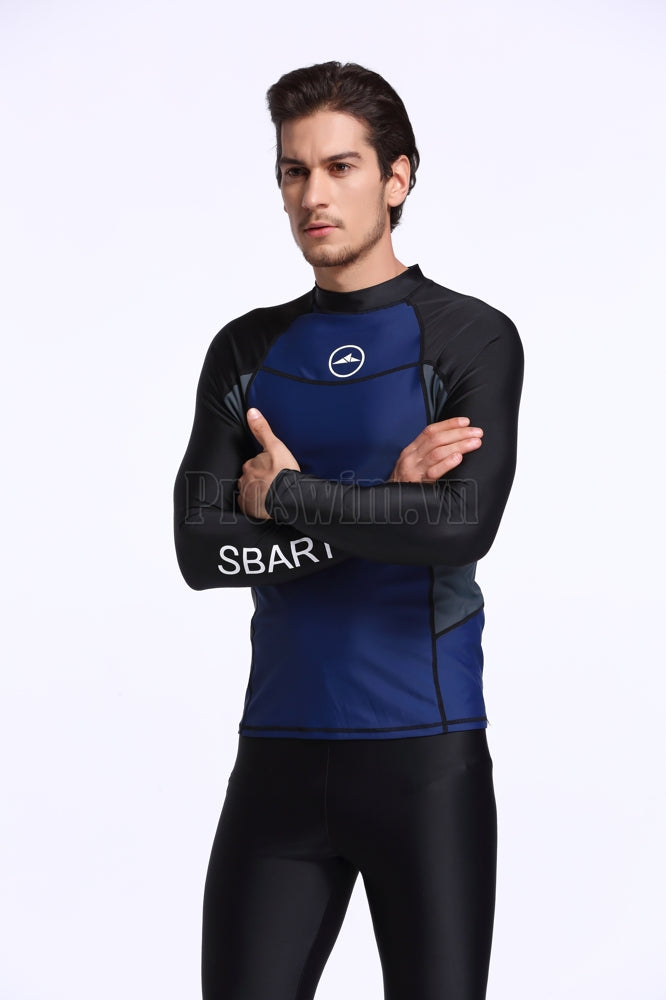 Áo Bơi Nam Dài Tay Chống Nắng Chống UV Sbart 713 Xanh Đen - ProSwim.vn