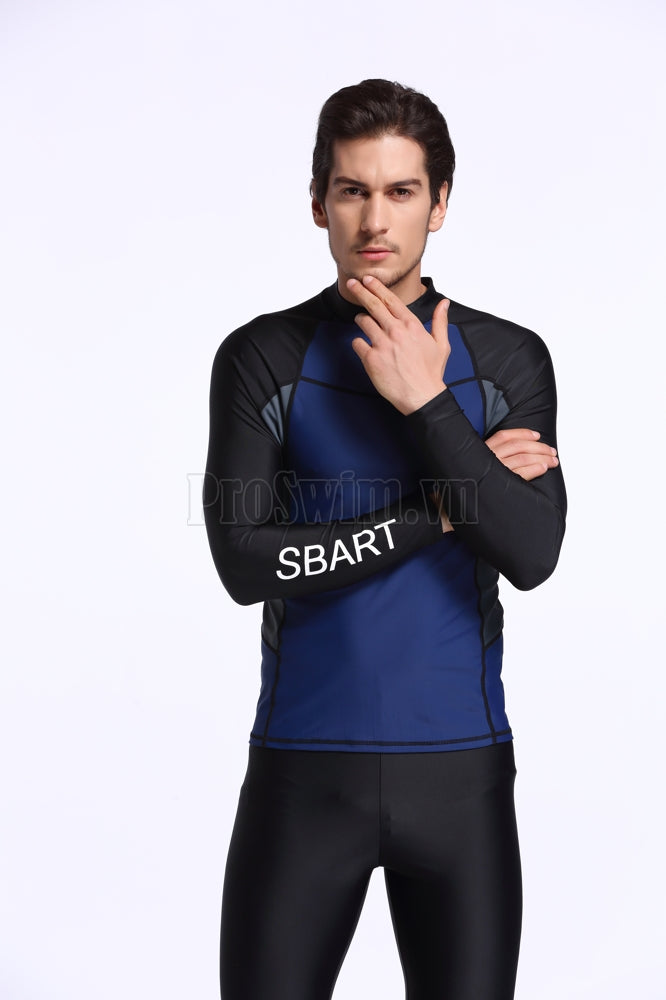 Áo Bơi Nam Dài Tay Chống Nắng Chống UV Sbart 713 Xanh Đen - ProSwim.vn