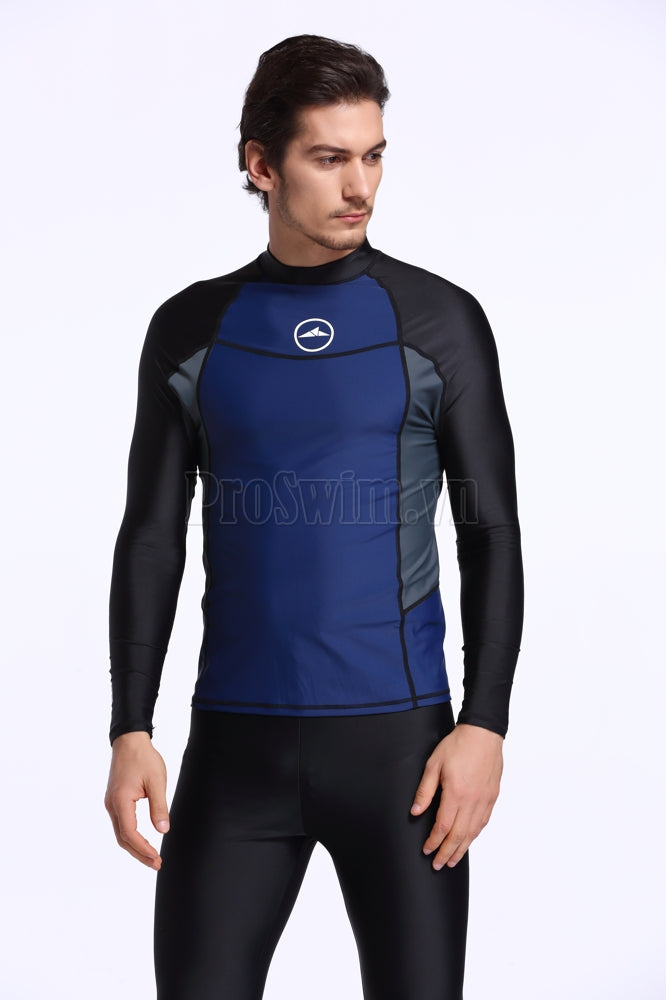 Set 2 món Quần Áo Bơi Nam Dài Tay Chống Nắng Chống UV Sbart 713 Xanh Đen - ProSwim.vn
