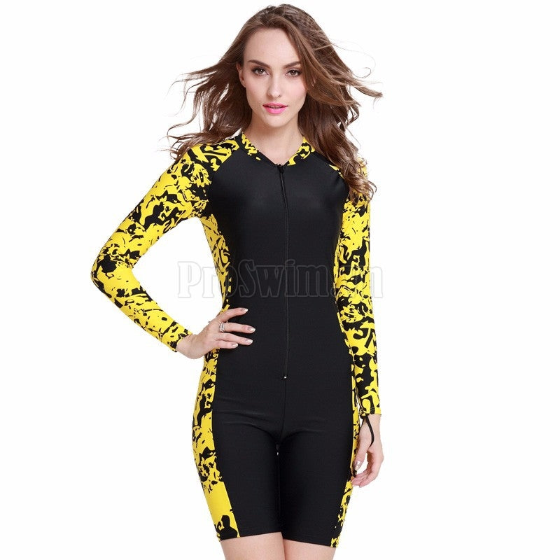 Bộ Bơi Liền Thân Có Kéo Khóa Sbart Đen Vàng - ProSwim.vn