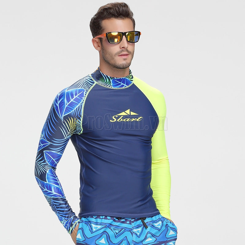 Set 2 Món Quần Áo Bơi Nam Dài Tay Chống Nắng 742 Xanh - ProSwim.vn