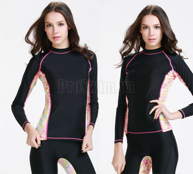 Áo Bơi Chống Nắng Nữ Sbart 925 Đen Hông Hoa - ProSwim.vn