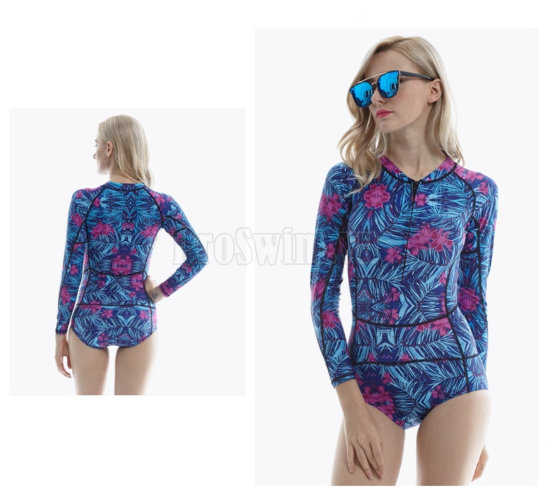 Bộ Bơi Liền Thân Dài Tay Sbart 8016 Hồng Trắng - ProSwim.vn