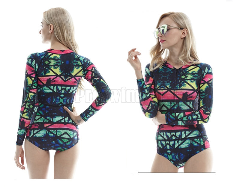 Bộ Bơi Liền Thân Dài Tay Sbart 8016 Hồng Trắng - ProSwim.vn