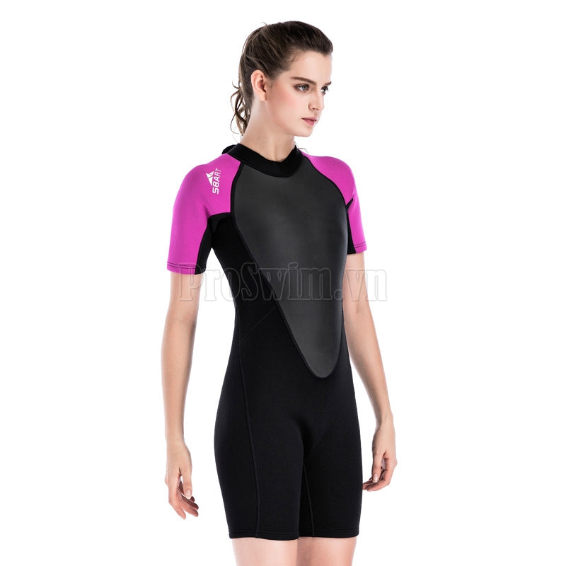 Bộ Lặn Liền Giữ Nhiệt Nữ Wetsuit Sbart Đen Tím