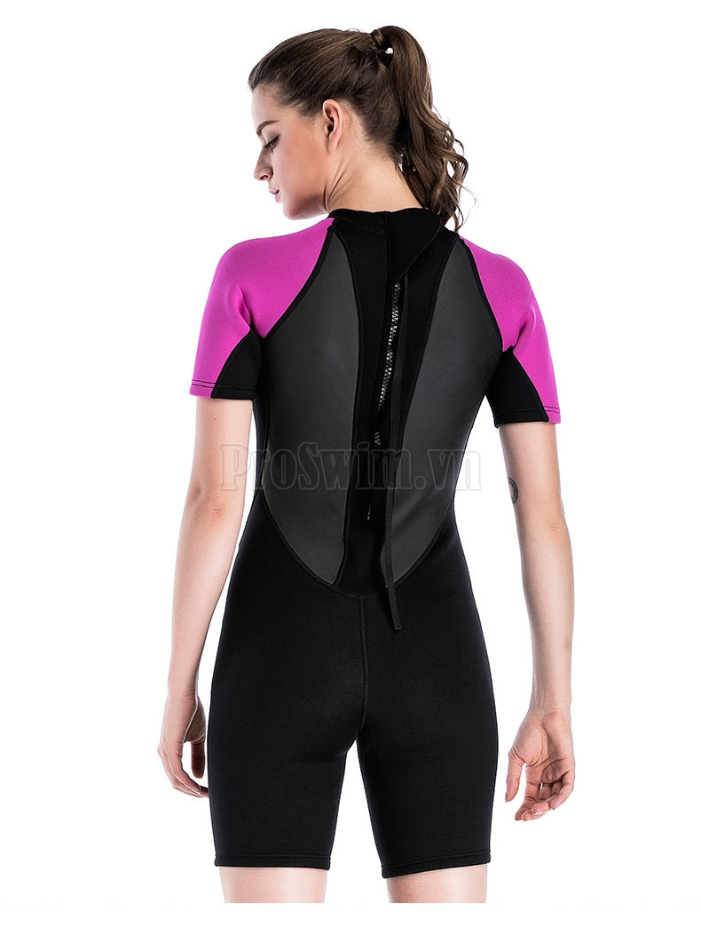 Bộ Lặn Liền Giữ Nhiệt Nữ Wetsuit Sbart Đen Tím