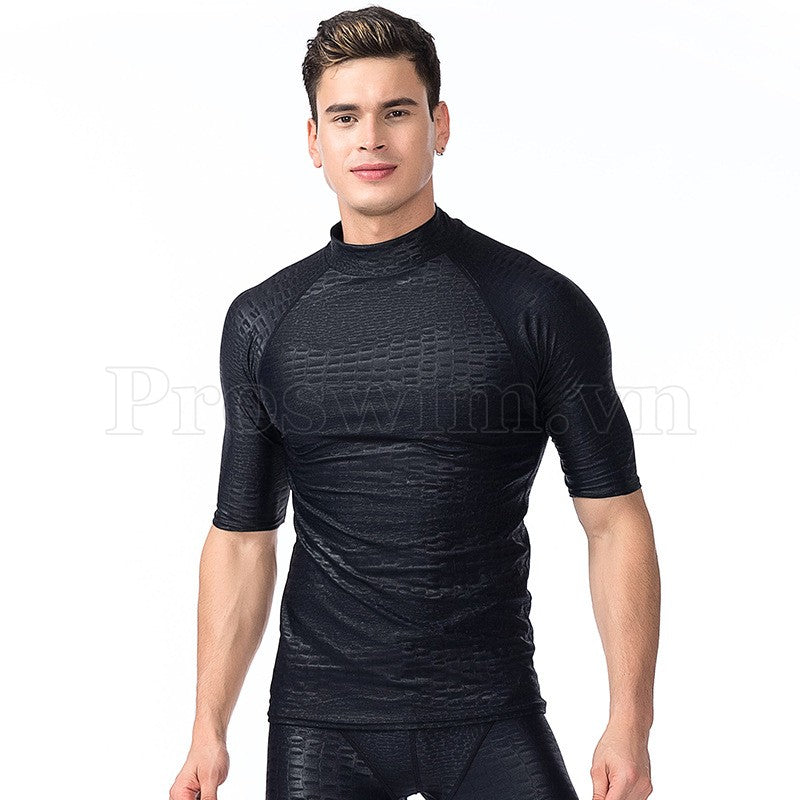 Áo Bơi Nam Tay Lỡ S718 Cộc Đen Vẩy - ProSwim.vn