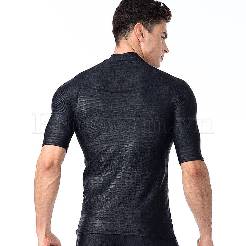 Áo Bơi Nam Tay Lỡ S718 Cộc Đen Vẩy - ProSwim.vn