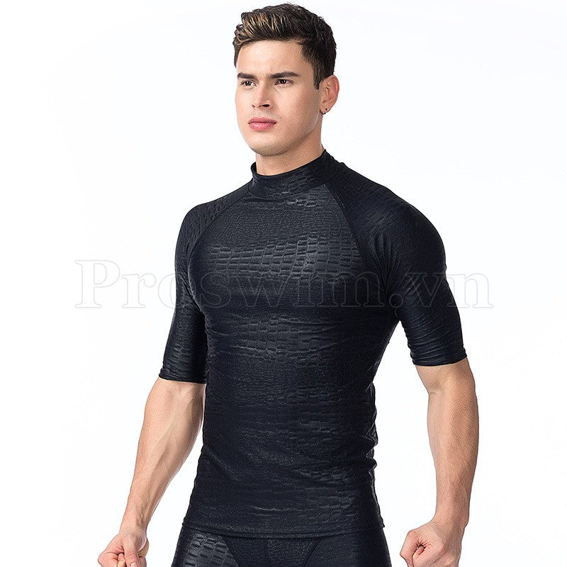 Áo Bơi Nam Tay Lỡ S718 Cộc Đen Vẩy - ProSwim.vn