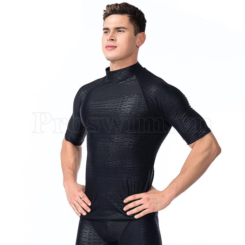 Áo Bơi Nam Tay Lỡ S718 Cộc Đen Vẩy - ProSwim.vn