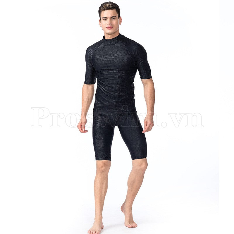 Áo Bơi Nam Tay Lỡ S718 Cộc Đen Vẩy - ProSwim.vn