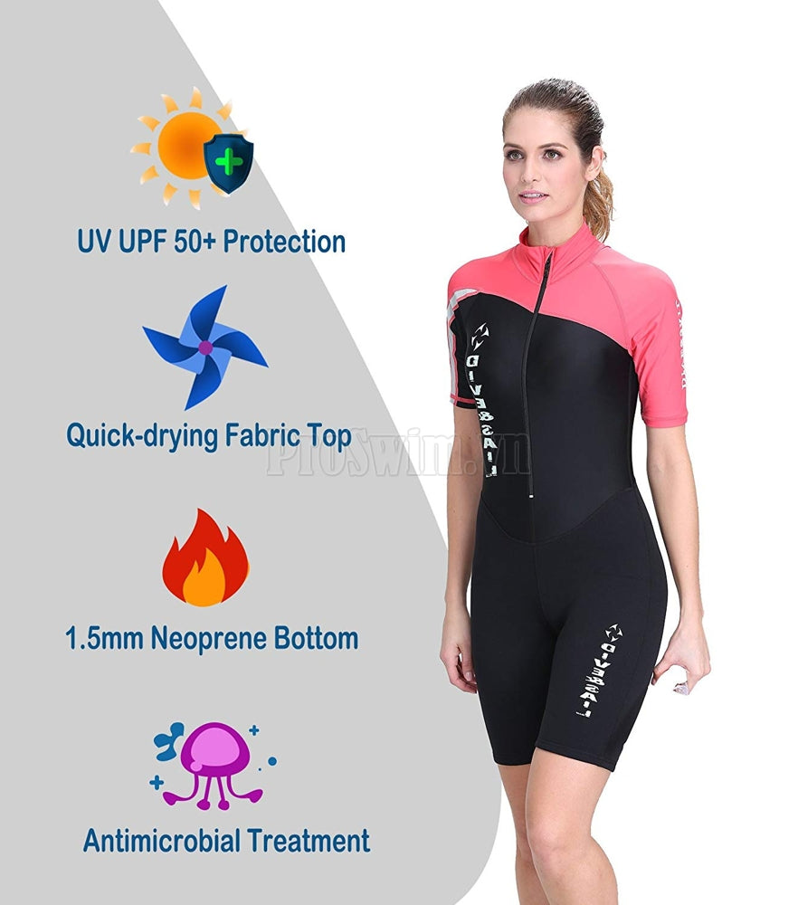 Bộ Bơi Liền Thân Giữ Nhiệt Bán Thân 1.5mm Hồng - ProSwim.vn