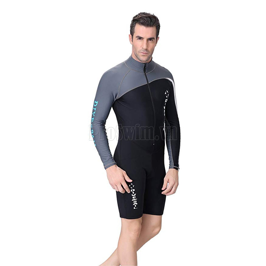 Bộ Bơi Liền Thân Giữ Nhiệt Bán Thân 1.5mm Dài Tay Đen Ghi - ProSwim.vn
