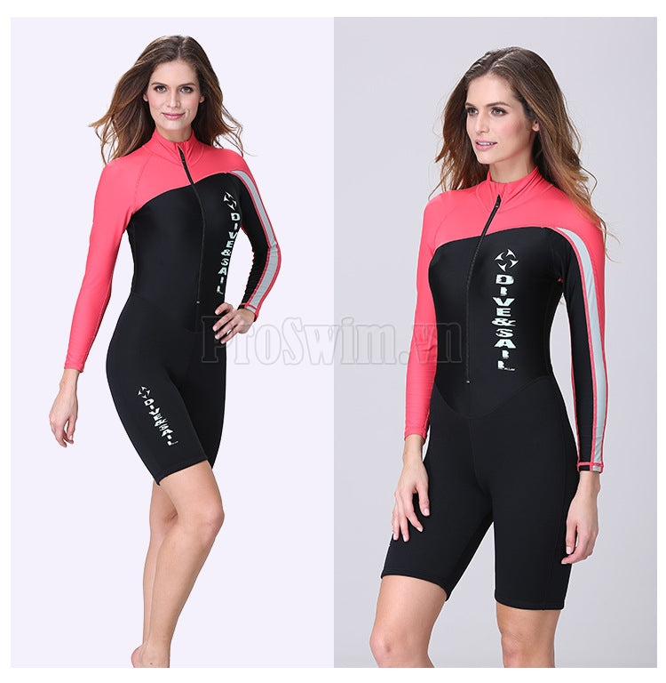 Bộ Bơi Liền Thân Giữ Nhiệt Bán Thân 1.5mm Dài Tay Hồng - ProSwim.vn