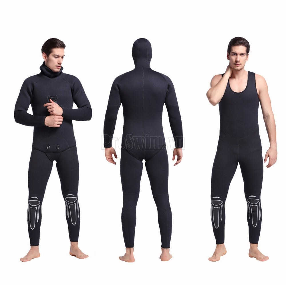 Set Lặn Liền Nam Giữ Nhiệt Dày 6mm Wetsuit Sbart Đen Có Mũ - ProSwim.vn