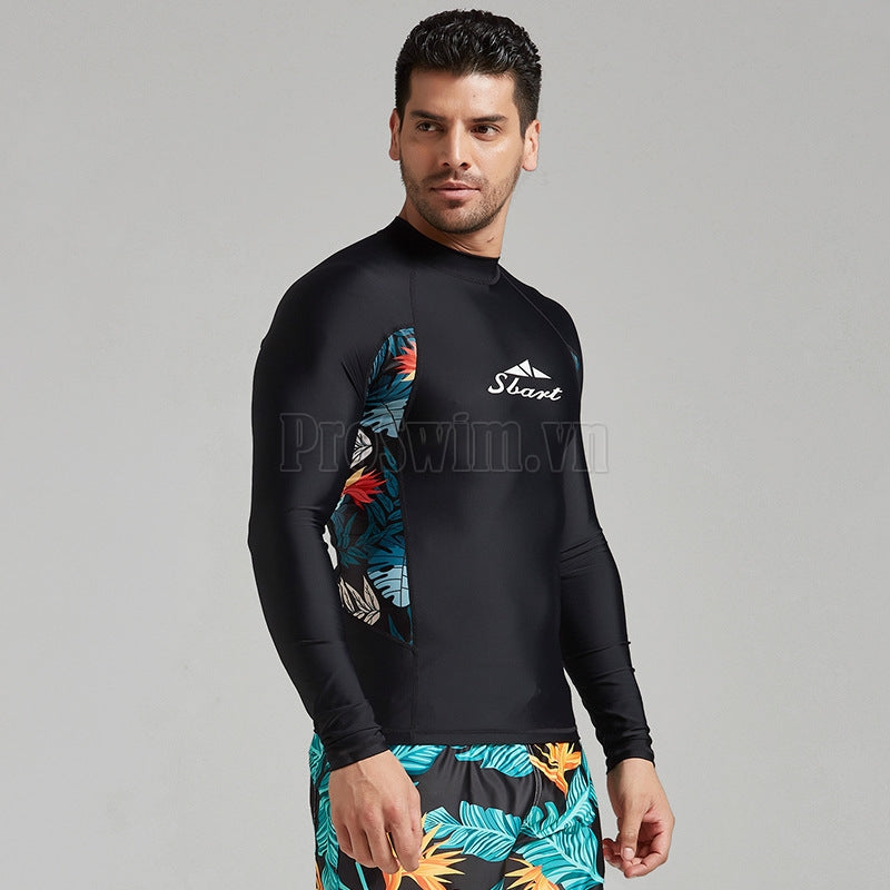Áo Bơi Nam Tay Dài Kéo Khoá D7066 Đen - ProSwim.vn