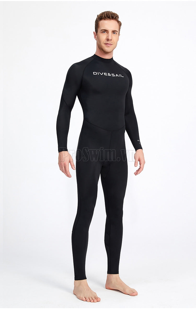 Bộ Bơi Lặn Nam Chống Nắng Chống UV Liền Thân DS069 Đen Tuyền