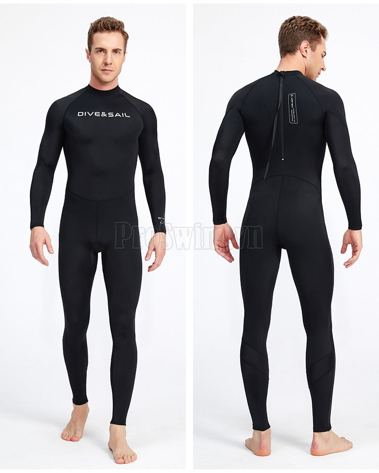 Bộ Bơi Lặn Nam Chống Nắng Chống UV Liền Thân DS069 Đen Tuyền