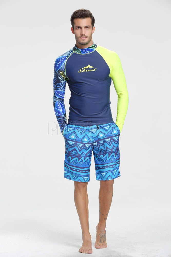 Set 2 Món Quần Áo Bơi Nam Dài Tay Chống Nắng 742 Xanh - ProSwim.vn