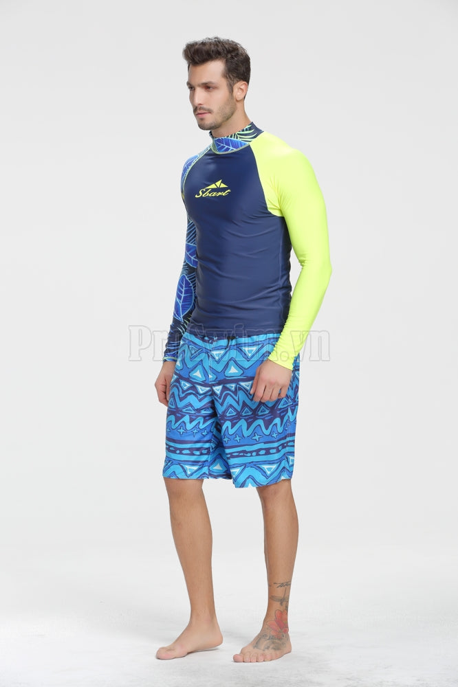 Set 2 Món Quần Áo Bơi Nam Dài Tay Chống Nắng 742 Xanh - ProSwim.vn