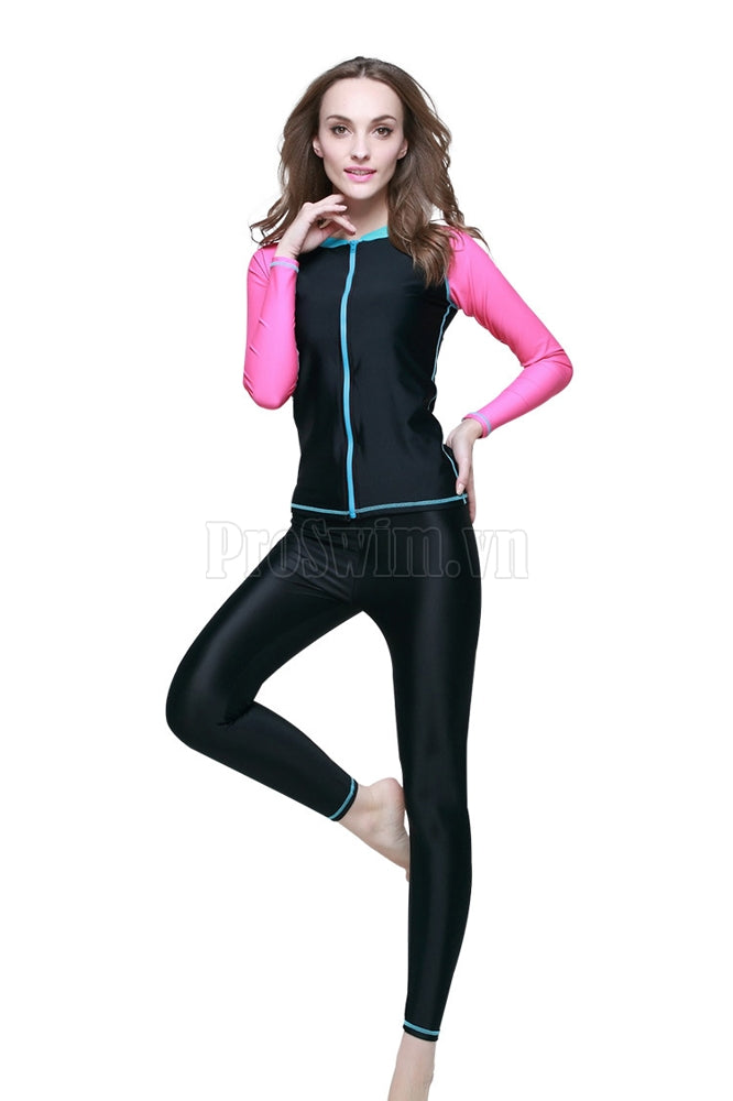 Áo Bơi Chống Nắng Nữ 931 Đen Hồng