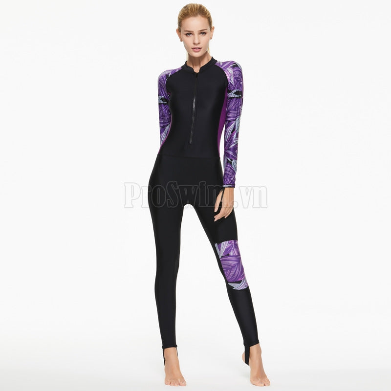 Bộ Bơi Nữ Liền Quần Tới Gót Chống Nắng Chống UV Sbart D11-92 Tím