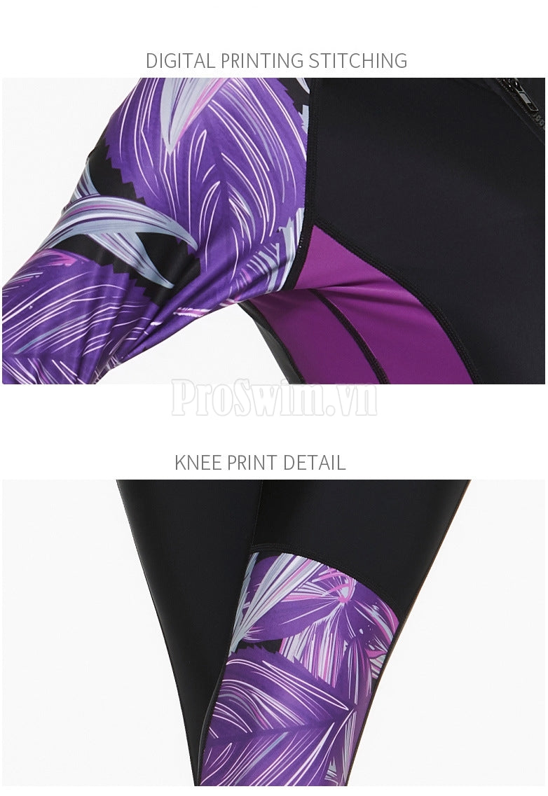 Bộ Bơi Nữ Liền Quần Tới Gót Chống Nắng Chống UV Sbart D11-92 Tím