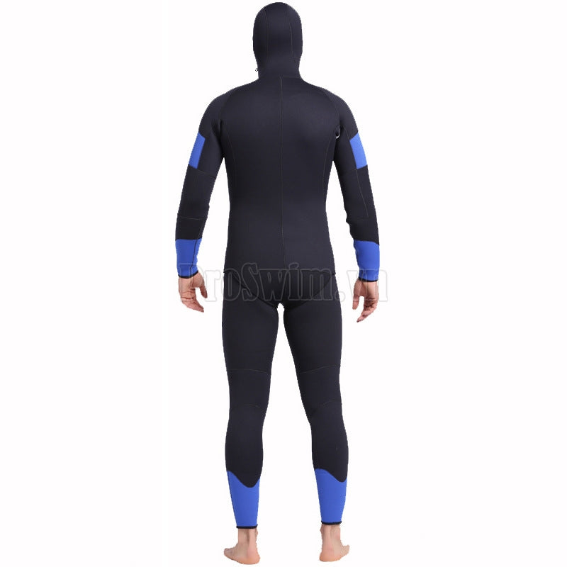 Bộ Lặn Biển Chuyên Nghiệp Wetsuit Cao Cấp Sbart Dày 5mm Giữ Ấm Giữ Nhiệt Kéo Khoá 2 Mảnh Có Mũ Trùm Đầu Che Tai