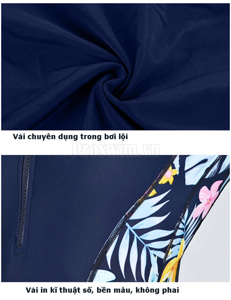 Bộ Bơi Nữ Liền Thân Cộc Tay Sbart 8138 Xanh