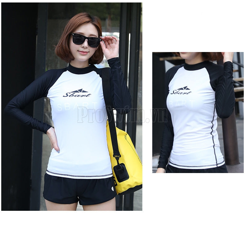 Set 2 món Quần Đùi Áo Bơi Dài Tay Nữ Sbart D972 - ProSwim.vn