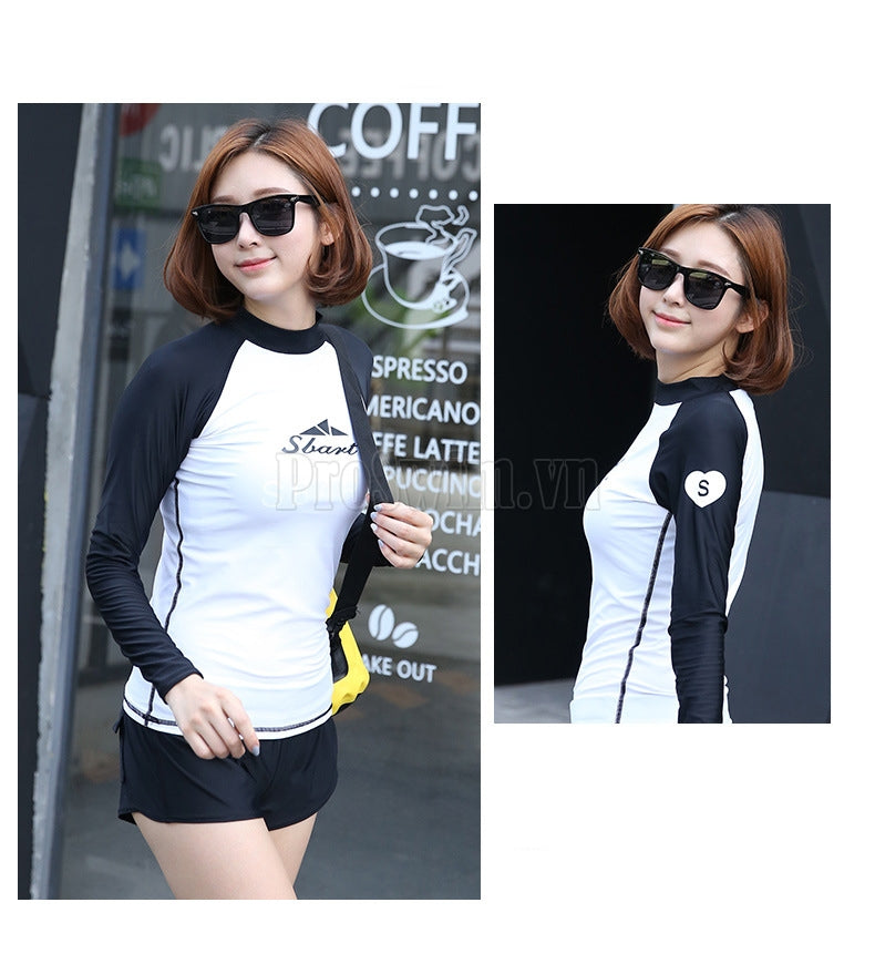 Set 2 món Quần Đùi Áo Bơi Dài Tay Nữ Sbart D972 - ProSwim.vn