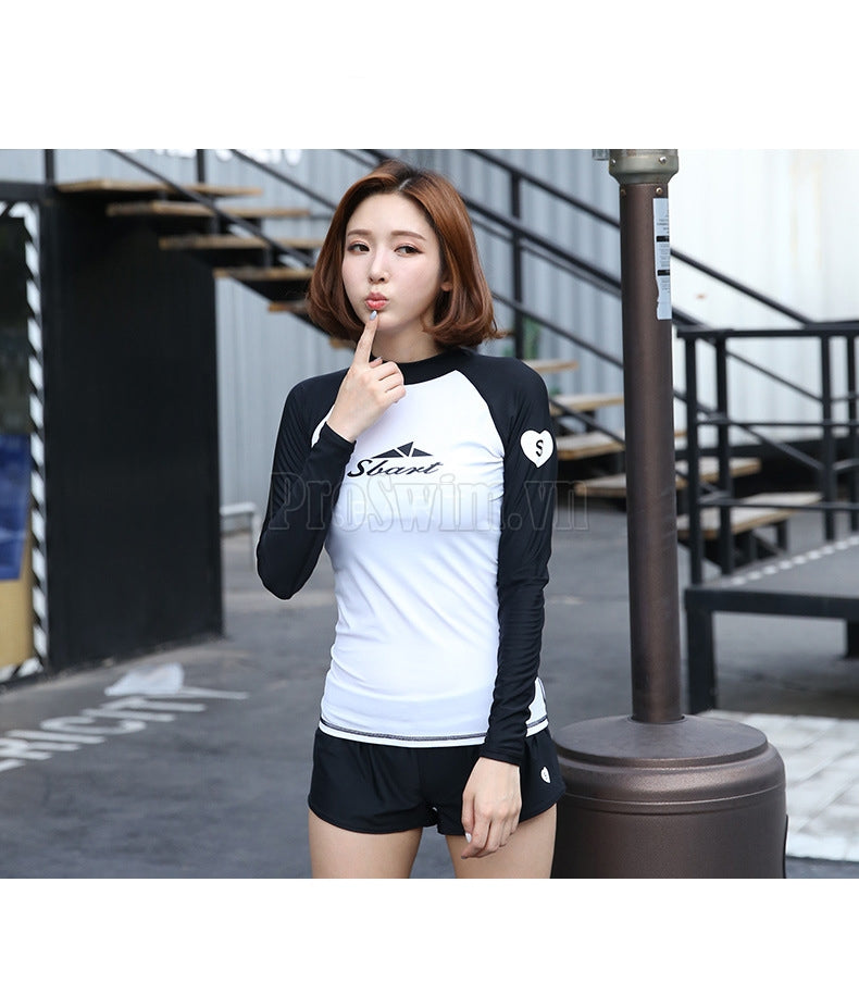 Set 2 món Quần Đùi Áo Bơi Dài Tay Nữ Sbart D972 - ProSwim.vn