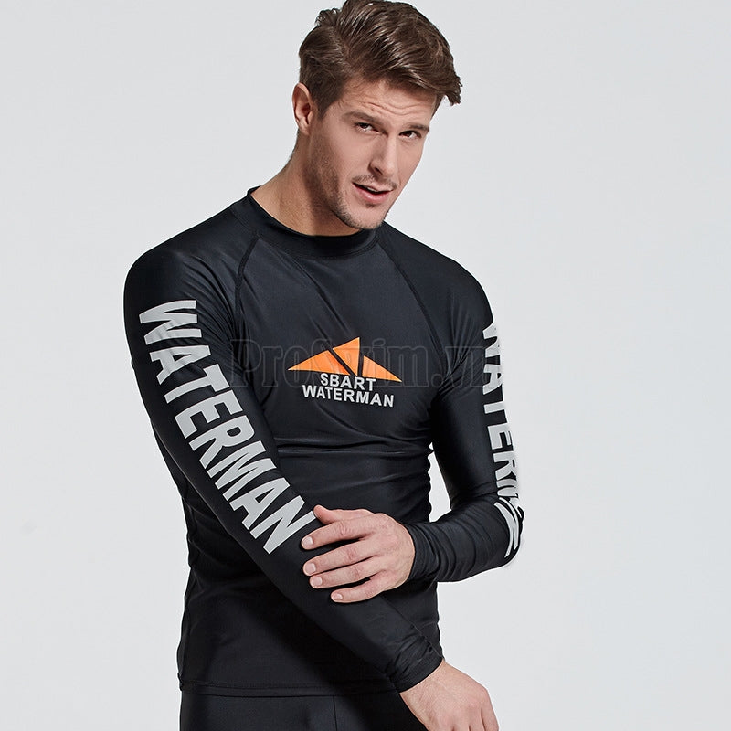 Set 2 món Quần và Áo Bơi Nam Dài Tay Chống Nắng Chống UV Sbart D760 Den - ProSwim.vn