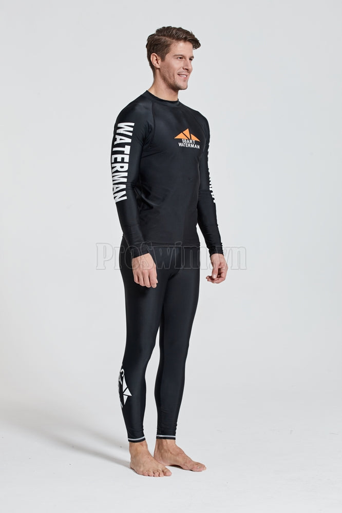 Set 2 món Quần và Áo Bơi Nam Dài Tay Chống Nắng Chống UV Sbart D760 Den - ProSwim.vn