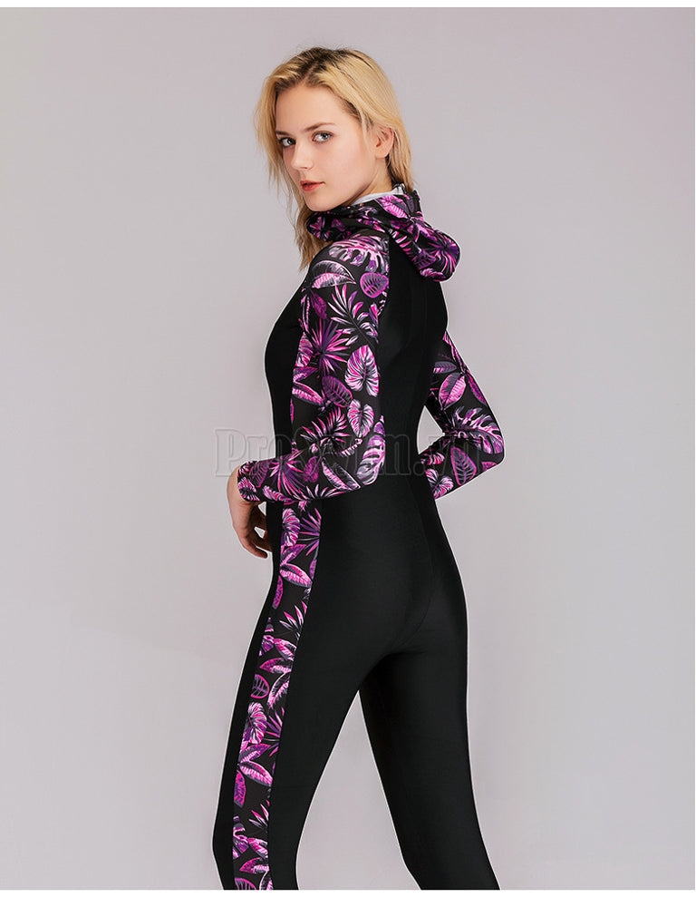 Bộ Bơi Nữ Liền Thân Nữ Tới Gót Có Mũ Sbart 1009 Tím