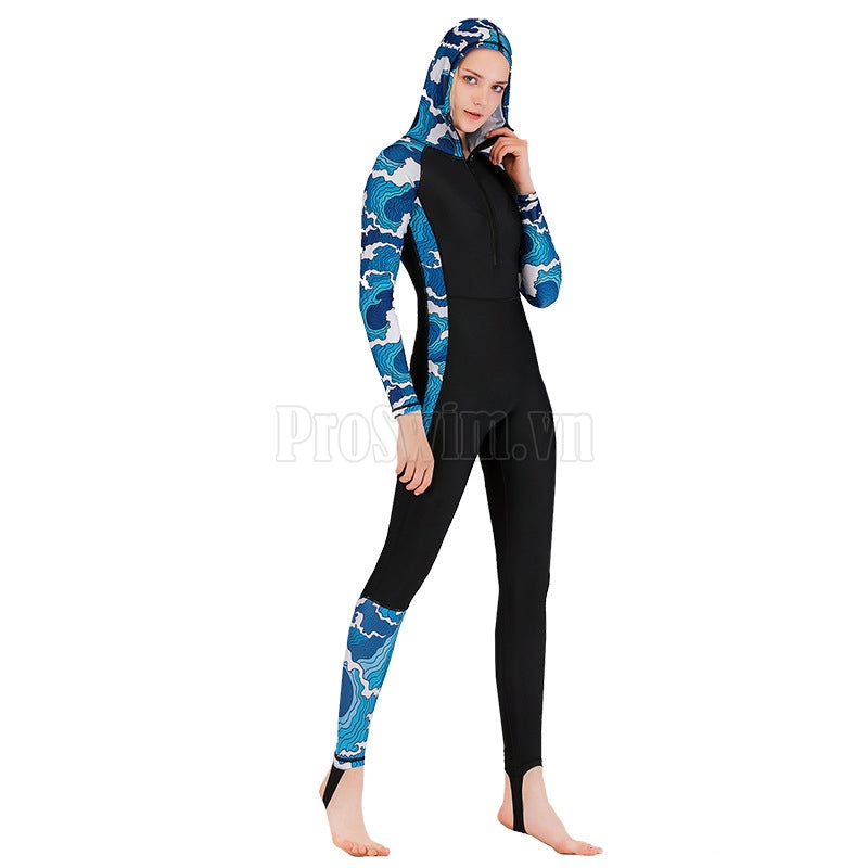 Bộ Bơi Nữ Liền Thân Nữ Tới Gót Có Mũ Sbart